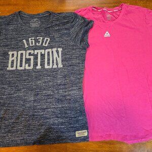 Women’s Short Sleeve T-Shirts Lot of 2 Reebok Pink 1630 Boston Gray XL